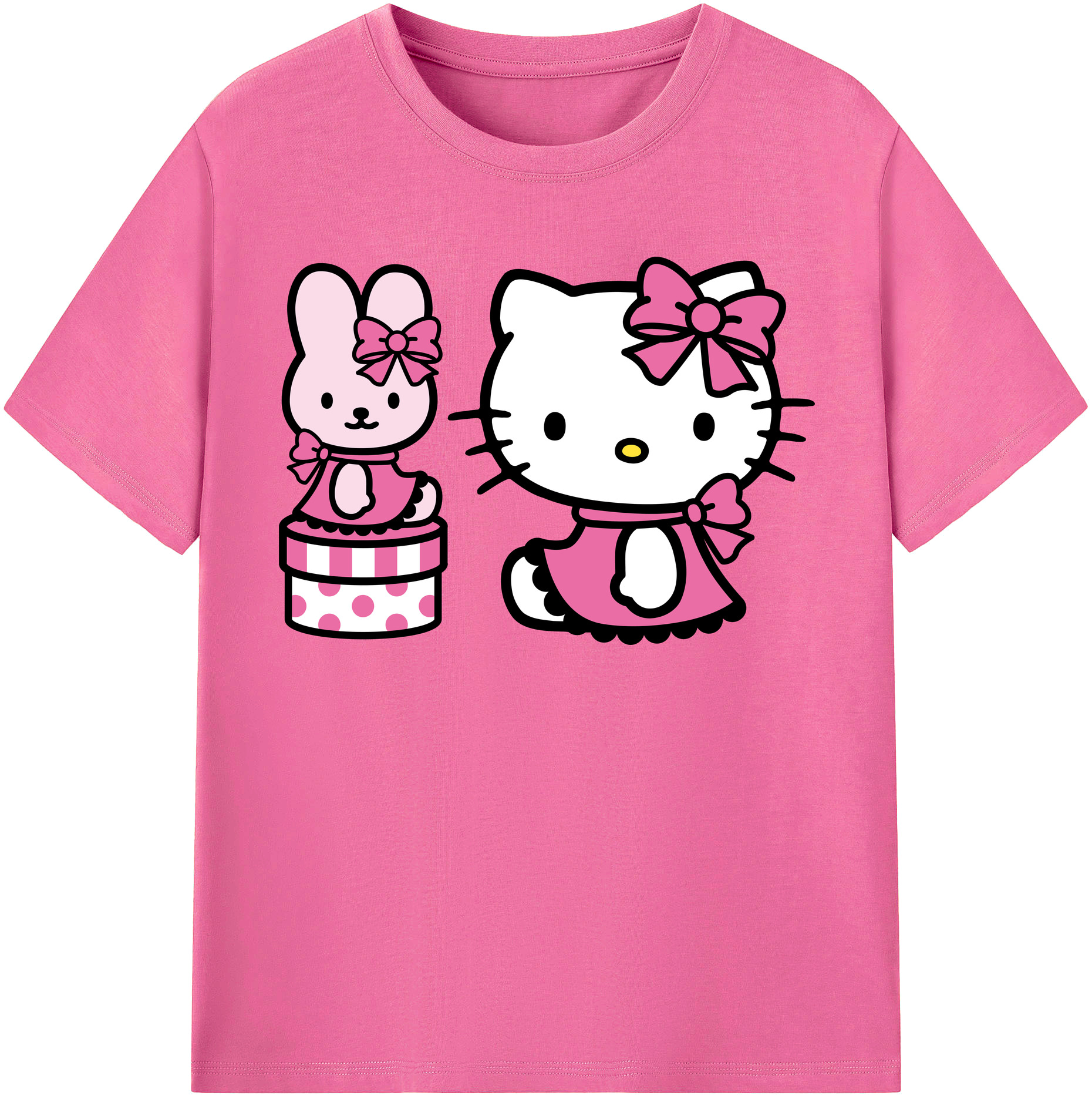 （画像用） Hello Kitty ハローキティ レディースカジュアルプリントTシャツ（綿100％）